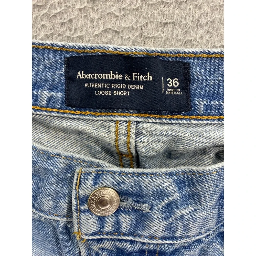 Abercrombie & Fitch Men's Authentic Rigid Denim Size 36 Loose Patched Shorts